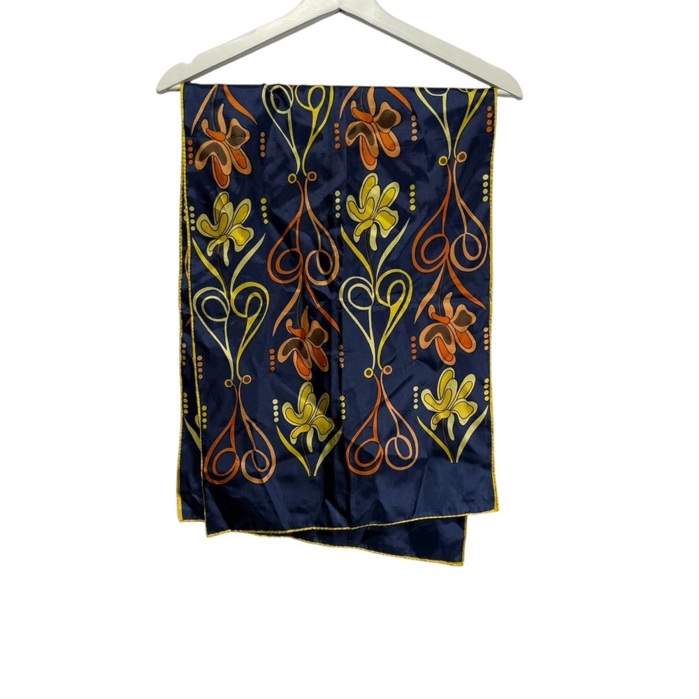 Sally Gee vintage Colorful Floral Patterned Scarf made in Japan 15"x 44"
